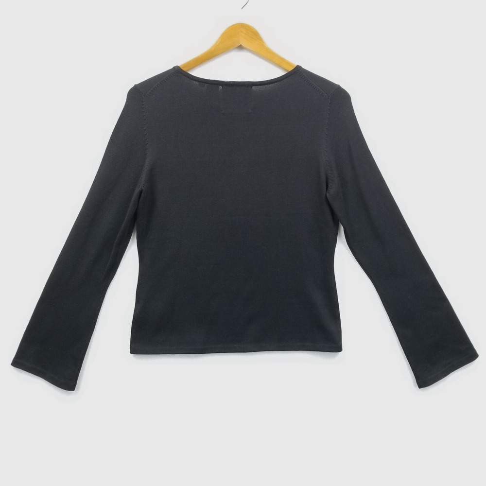 Vintage Michael Simon Sweater Women M Black Beaded Elephant Silk Cotton Pullover - Picture 3 of 9